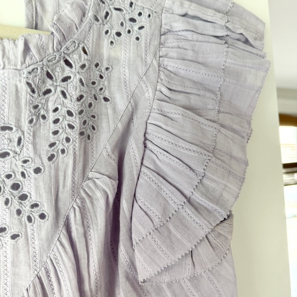 UNIVERSAL THREAD LILAC EMBROIDERED RUFFLE SLEEVE COTTAGECORE SHABBY CH… - Picture 5 of 6